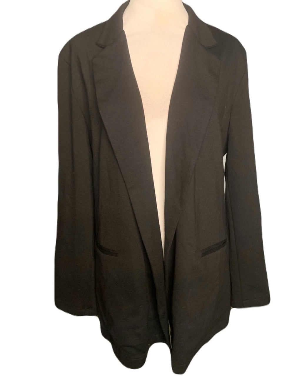 NEW Ripley Rader Womens Size 3/Medium Ponte Knit Black Open-Front Blazer Jacket